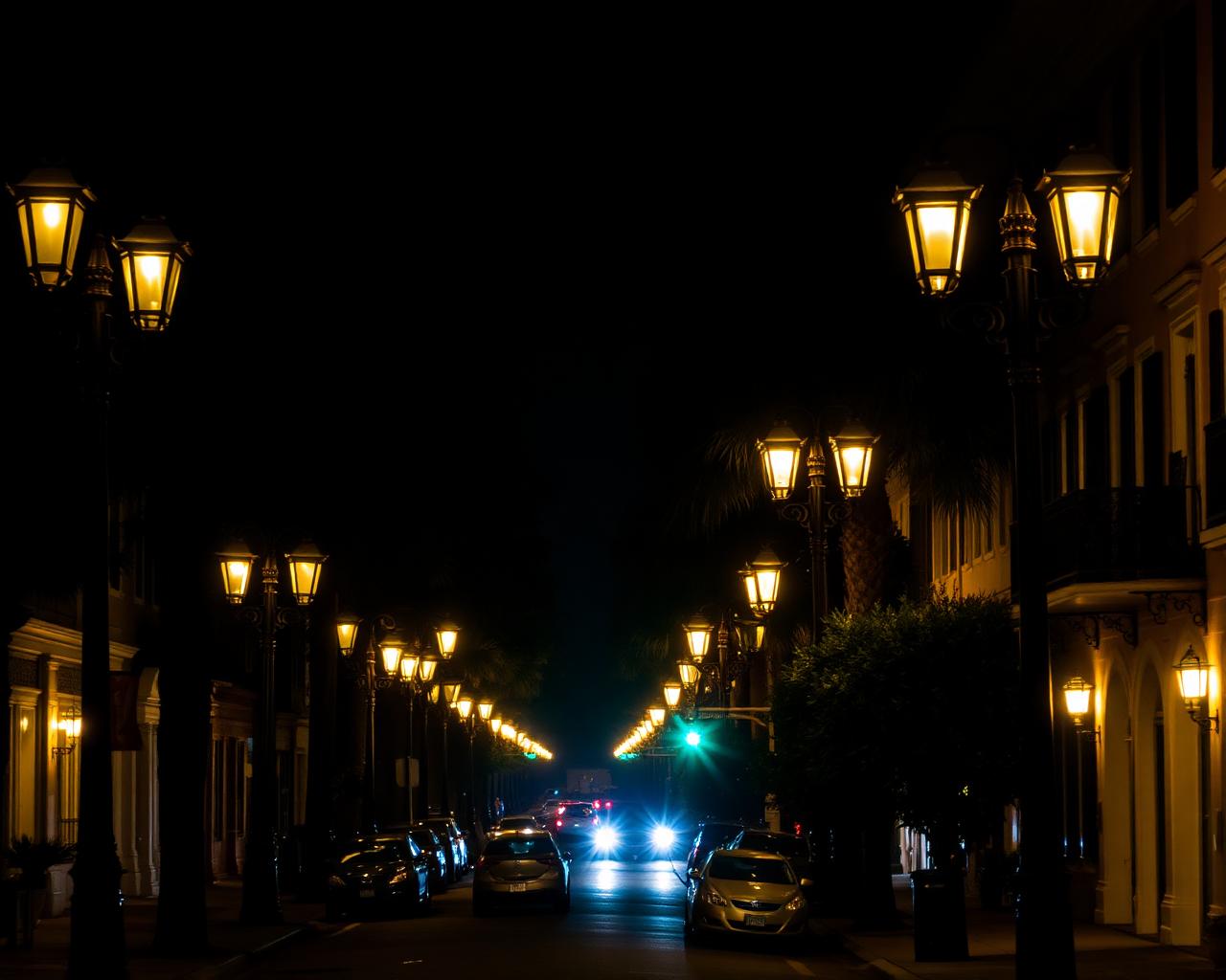 Charleston historic street at night