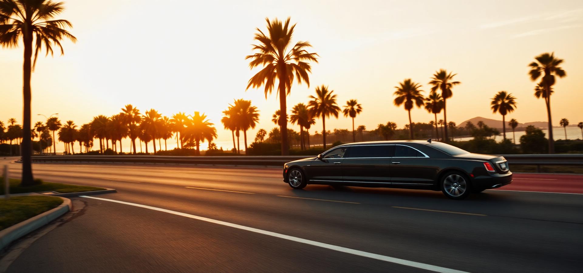 Luxury limousine at sunset